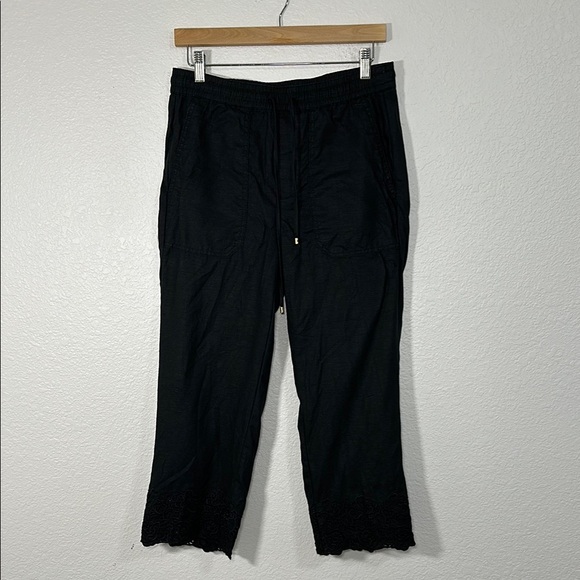 Linen Lauren Ralph Lauren Black Cropped Pants Size 2 - Picture 1 of 6